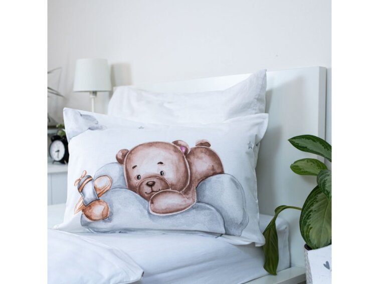 Povlečení bavlněné do postýlky 135x100+40x60 - Medvídek "Plane" baby