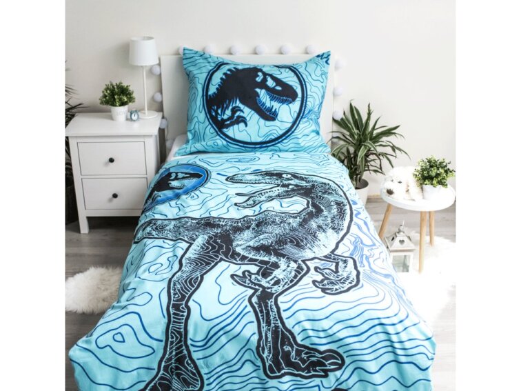 Bavlněné povlečení 140x200 + 70x90 cm - Jurský svět svíticí