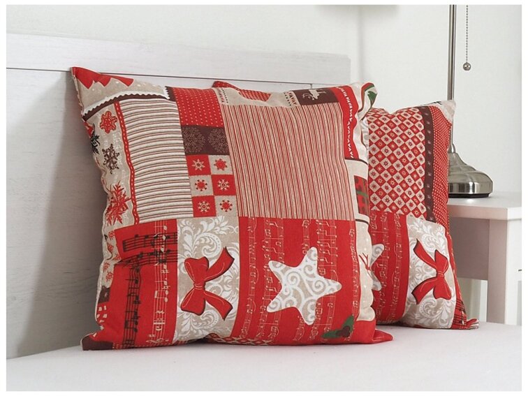 Vánoční dekorační polštářek 45x45 - Vánoční patchwork II.