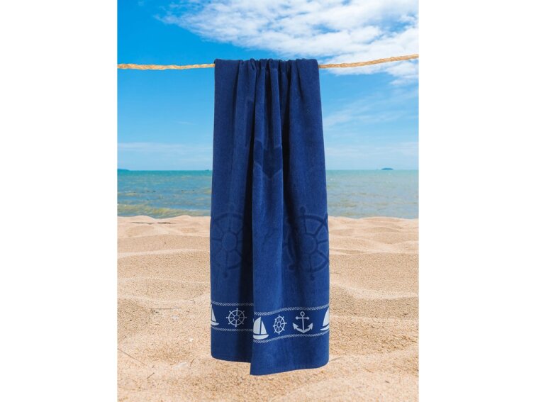 Plážová osuška velur 70 x 140 cm - Kotva 2 (K-19100)