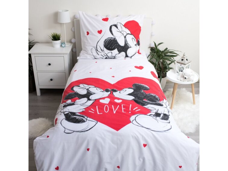 Bavlněné povlečení 140x200 + 70x90 cm - Mickey and Minnie Love 05