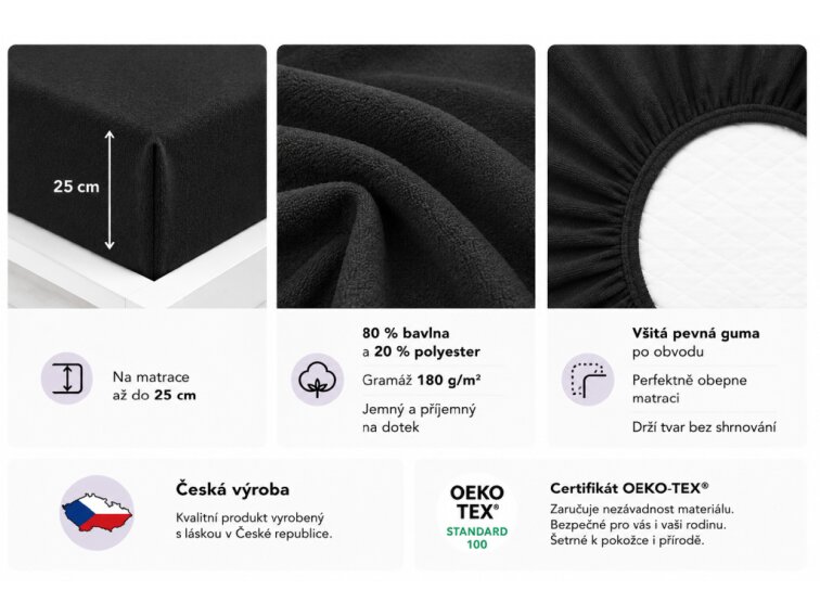 Prostěradlo Froté PERFECT - Černá