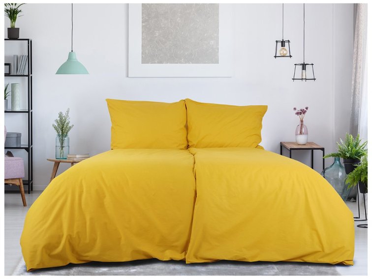 Povlečení BAVLNA Jednobarevné uzavírání ZIP - Hořčicová