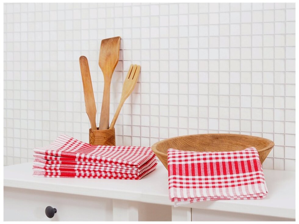 Kuchyňská utěrka káro 45x70 - Červená