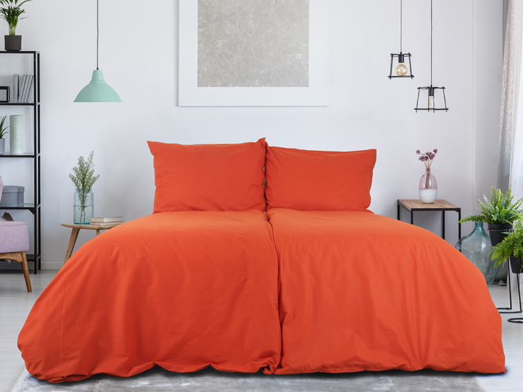 Povlečení BAVLNA Jednobarevné uzavírání ZIP - Cihlová