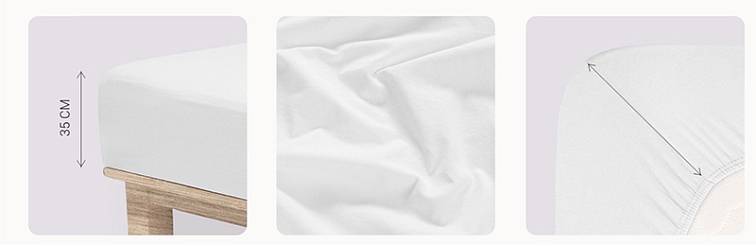Jersey Lycra prostěradlo Andrea Simone boxspring - Bright White (11-0601)