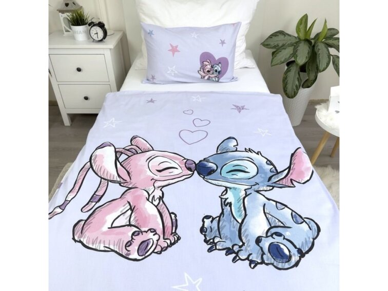 Povlečení bavlněné do postýlky 135x100+40x60 - Lilo and Stitch "Purple" baby