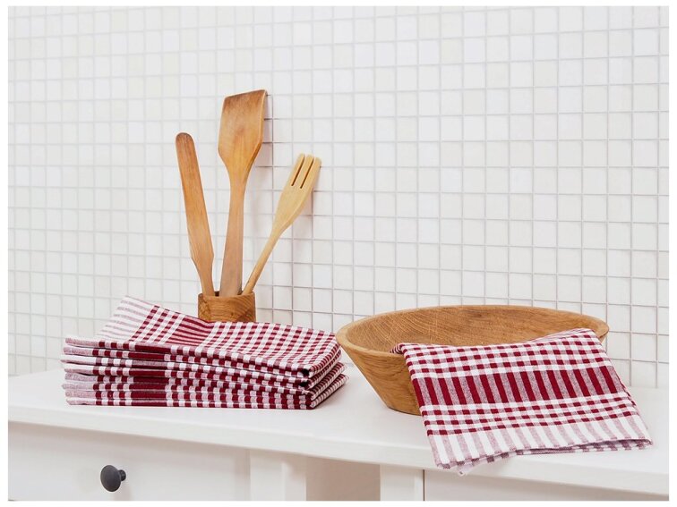 Kuchyňská utěrka káro 45x70 - Bordó