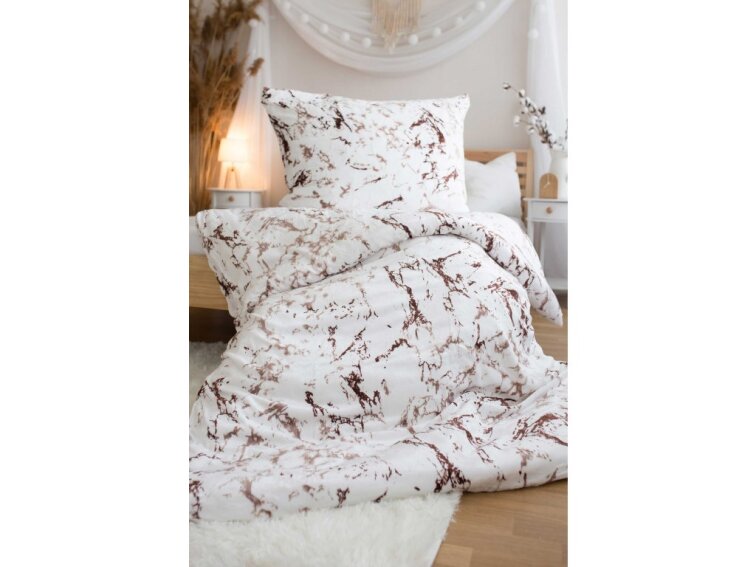 Povlečení MIKROFLANEL 140x200+70x90 - Mramor hnědý