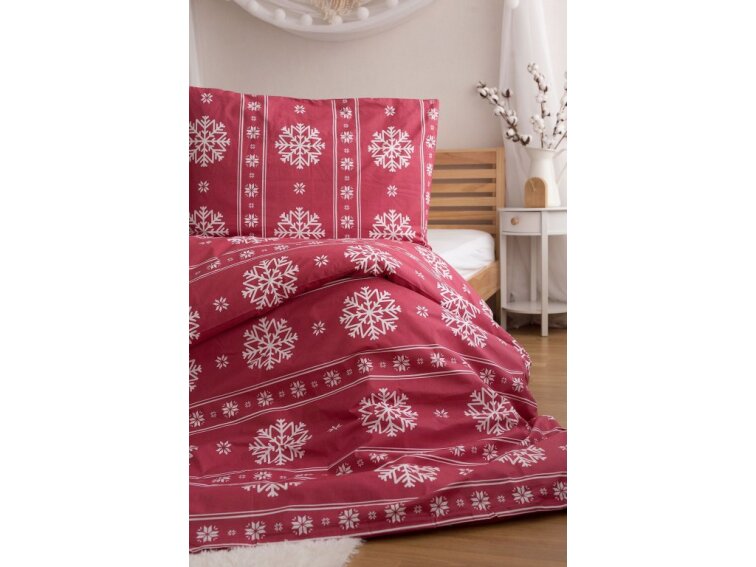 Povlečení BAVLNA 140x200+70x90 - Vánoční červené