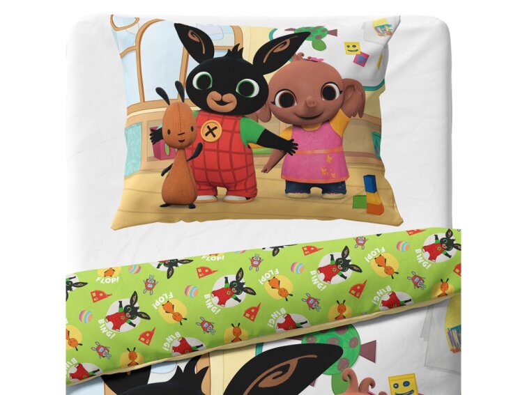 Bavlněné povlečení 140x200 + 70x90 cm - Zajíček Bing a Sula ve školce