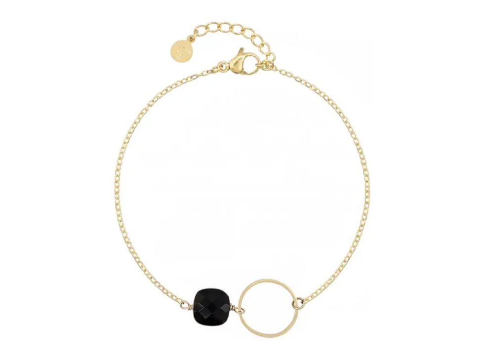 Náramek KARMA z černého obsidiánu Gold, chirurgická ocel