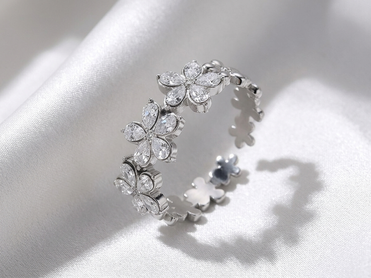 Prsten SHINY FLOWERS Silver