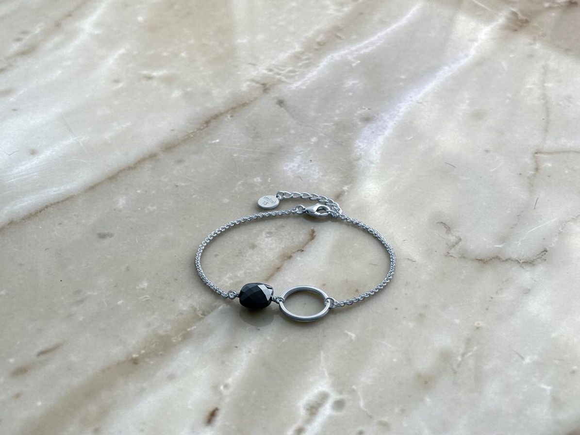 Náramek KARMA z černým obsidiánem Silver