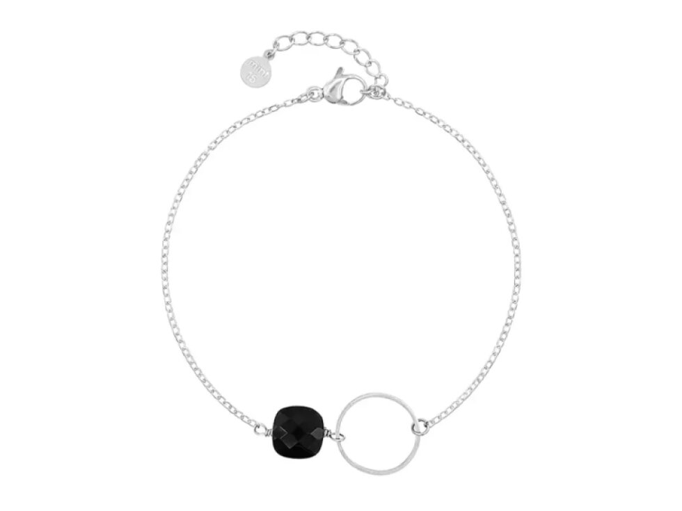 Náramek KARMA z černým obsidiánem Silver