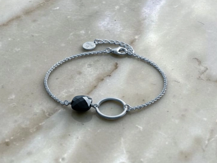 Náramek KARMA z černým obsidiánem Silver