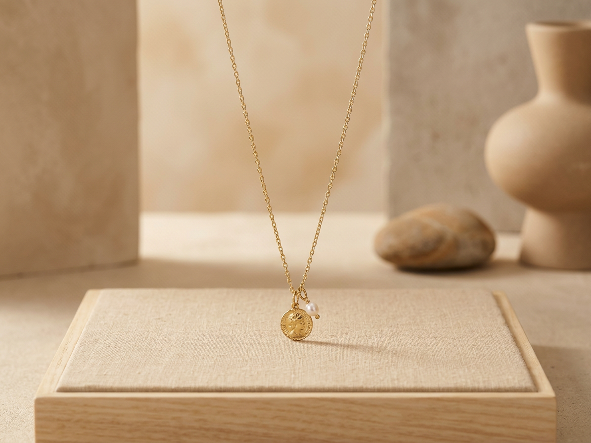 Náhrdelník Little Coin & Pearl Gold