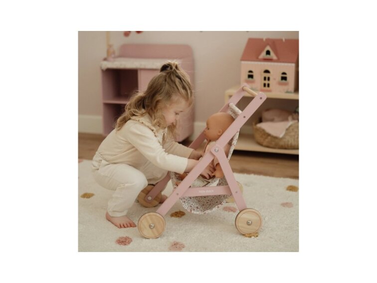 Little Dutch Kočík pre bábiky golfky drevené Pink