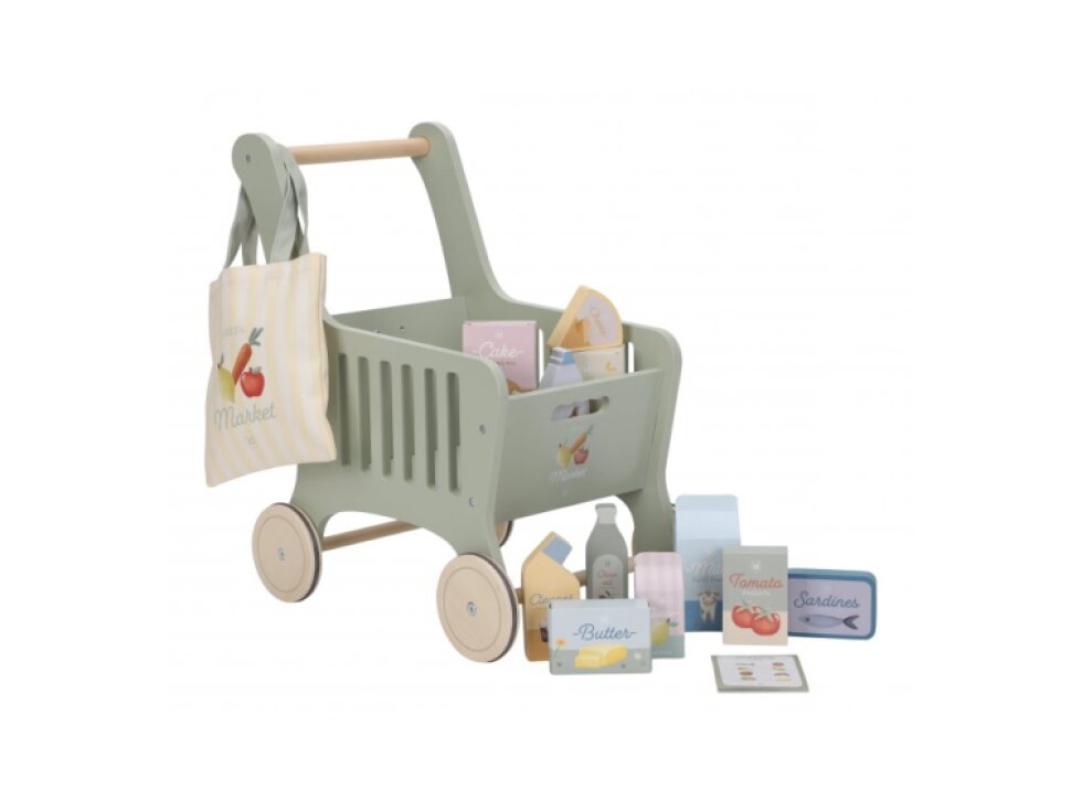 Little Dutch Nákupný vozík s doplnkami drevený