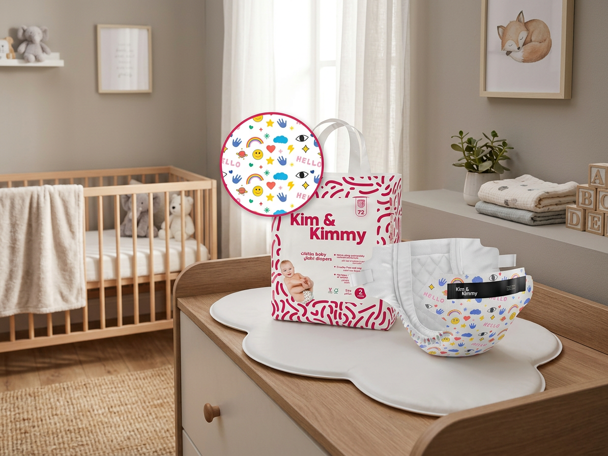 Kim & Kimmy - Jednorázové detské plienky Veľkosť 2 (4 - 8kg) - 72 ks