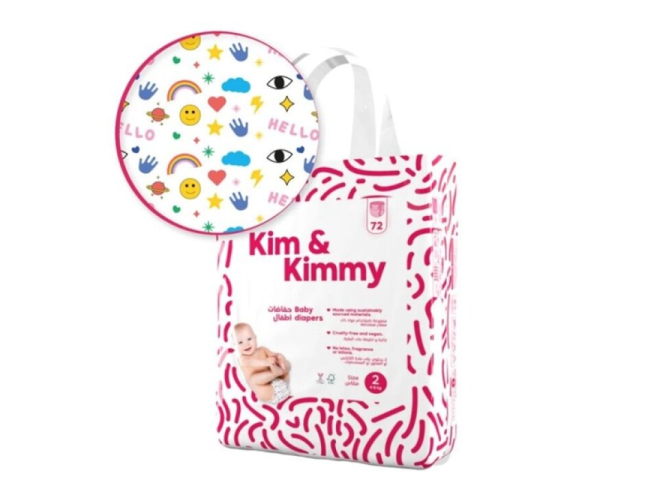 Kim & Kimmy - Jednorázové detské plienky Veľkosť 2 (4 - 8kg) - 72 ks
