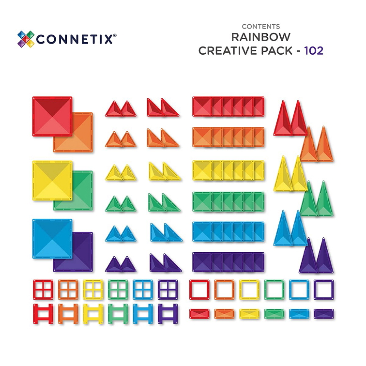 Connetix magnetická stavebnica - Rainbow Creative Pack 102 ks