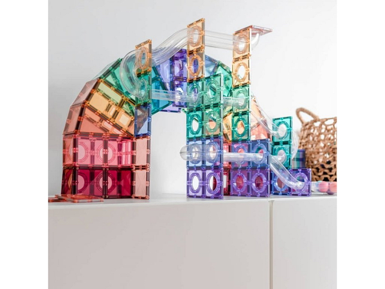 Connetix magnetická stavebnica - Pastel Ball Run Pack 106 kusov