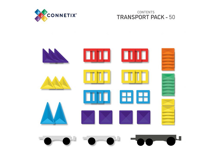 Connetix magnetická stavebnica - Rainbow Transport Pack 50 kusov