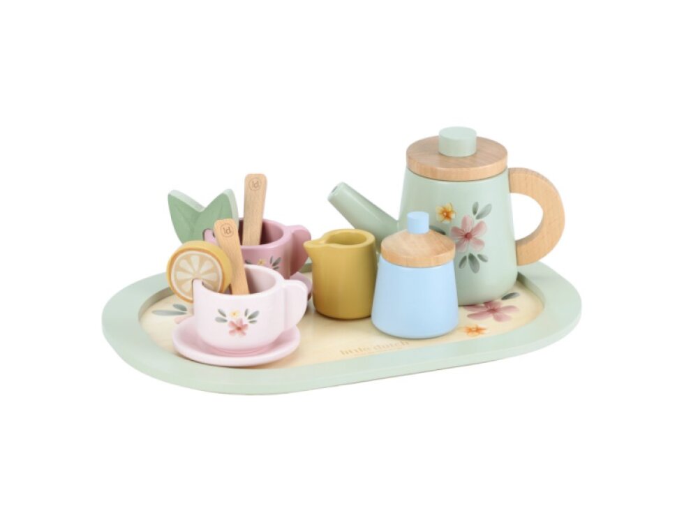 Little Dutch Čajový set drevený s kvetinovou potlačou