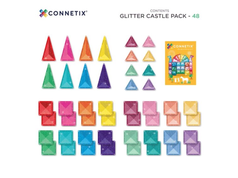 Connetix magnetická stavebnica - Glitter Castle Pack 48 ks