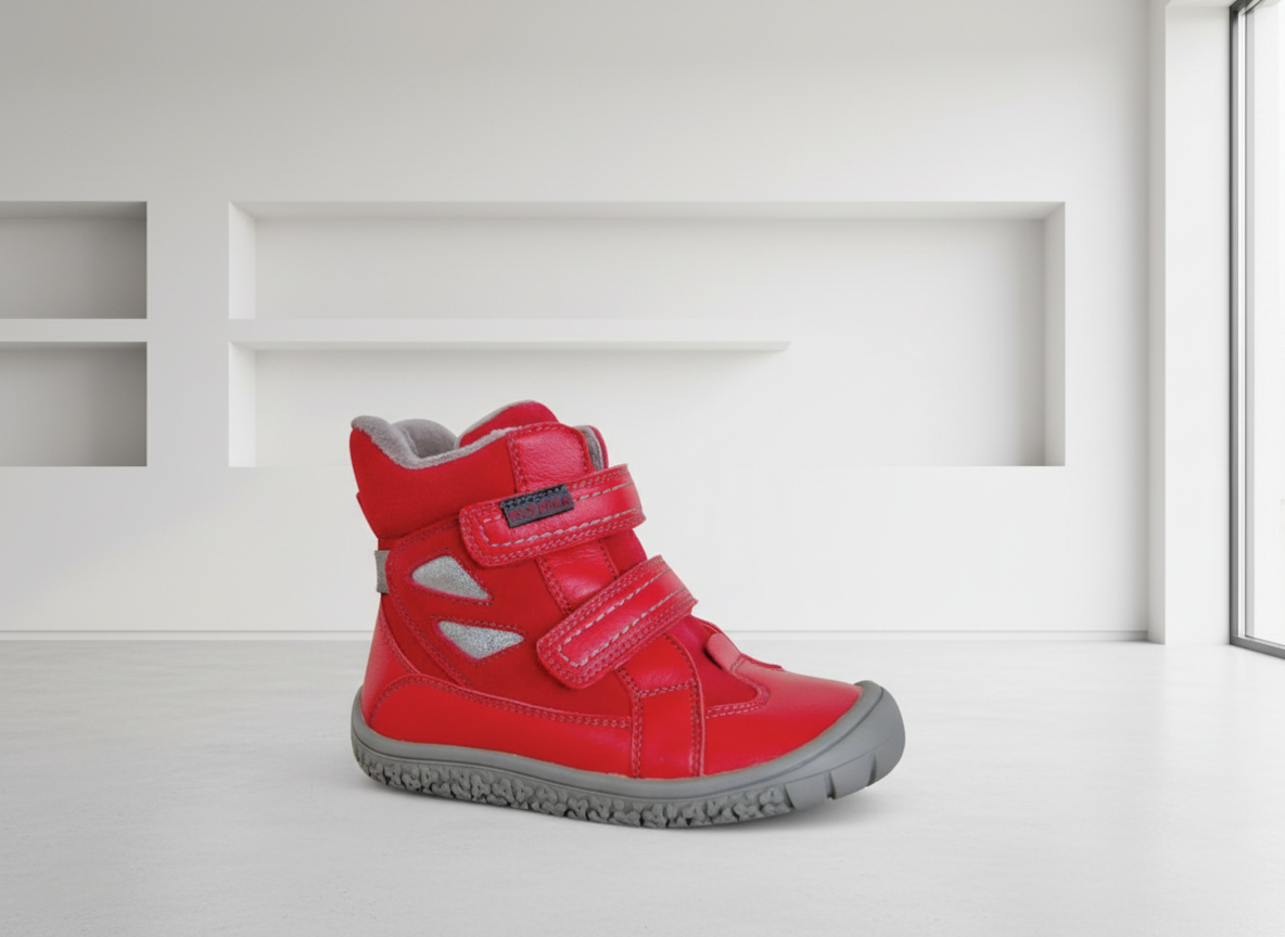 Protetika - Detské zimné barefoot topánky ELIS RED s PRO-TEX membránou