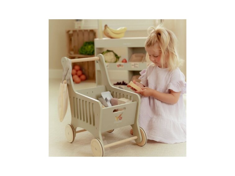Little Dutch Nákupný vozík s doplnkami drevený