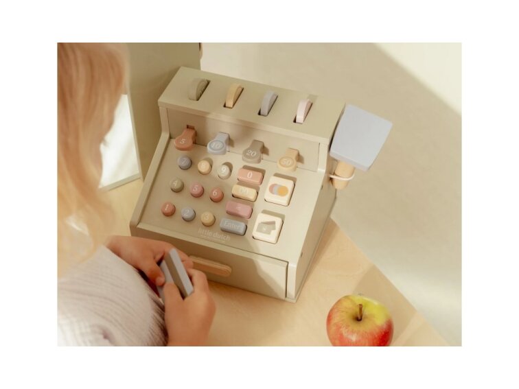 Little Dutch Pokladňa so skenerom a čítačkou kariet drevená