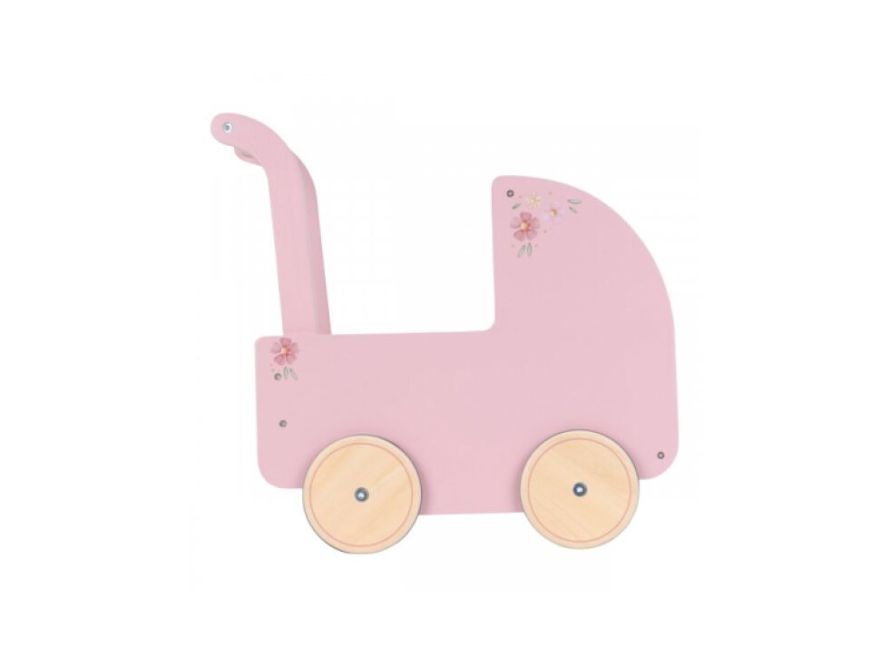 Little Dutch Kočík pre bábiky drevený s perinkou Pink