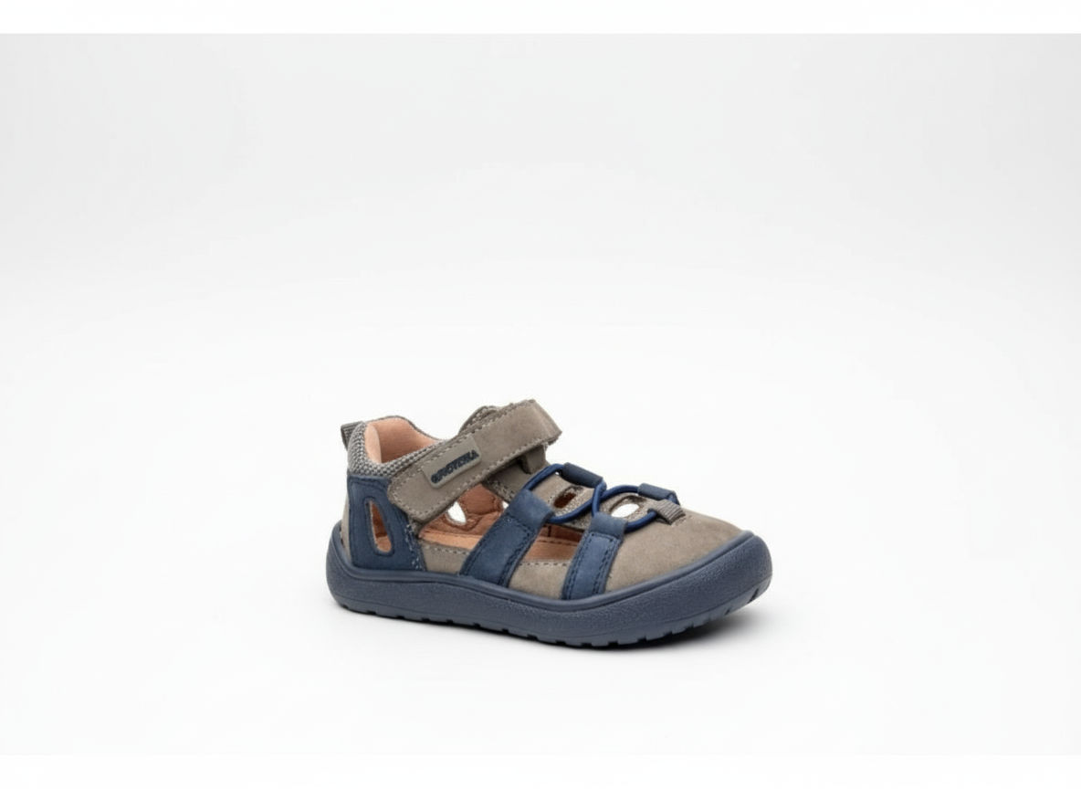 Protetika - Detské chlapčenské barefoot sandálky KENDY KHAKI