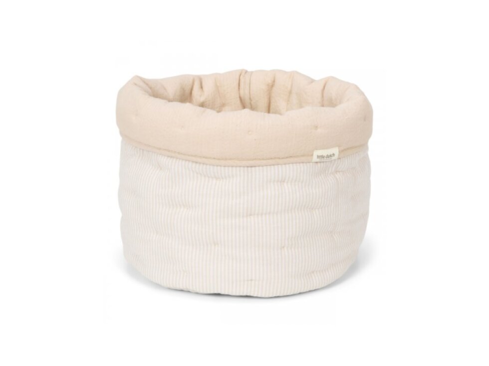 Little Dutch Košík textilný obojstranný veľký Pure Soft Beige Stripe