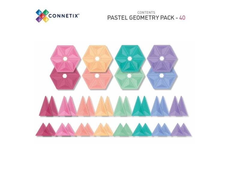 Connetix magnetická stavebnica - Pastel Geometry Pack 40 kusov