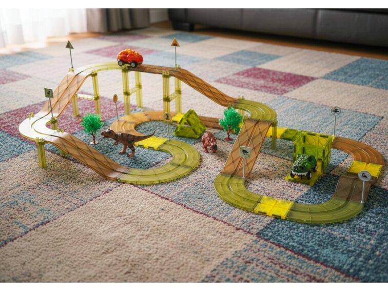 Magnetická závodná dráha Oplo Toys - DINO 80 KS