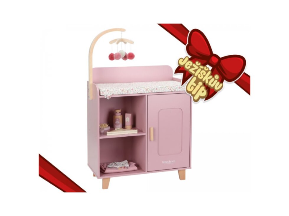 Little Dutch Prebaľovací pult pre bábiky drevený Soft Flowers