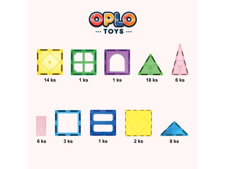 Magnetická stavebnica Oplo Toys - Rainbow 60 KS