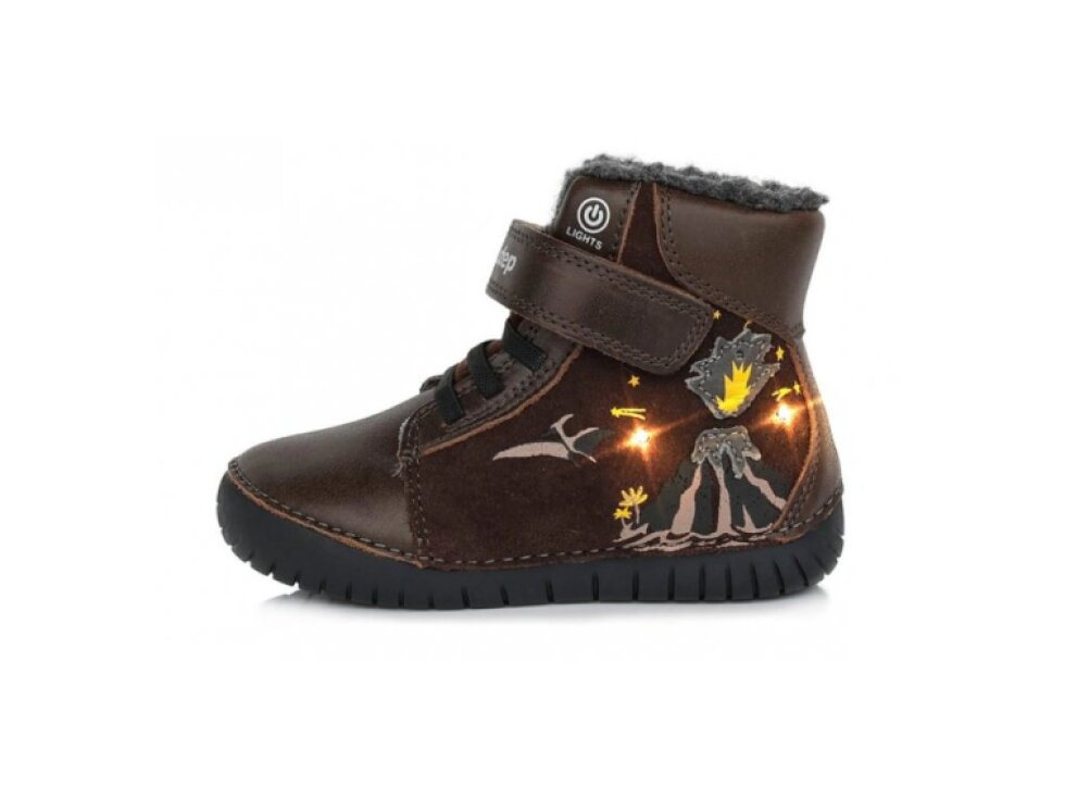 D.D. step - Detské zimné topánky Volcano brown - W050-323BM