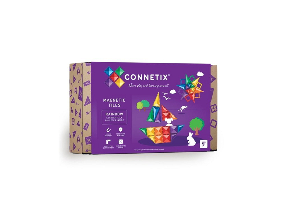 Connetix magnetická stavebnica - Rainbow Starter Pack 60 kusov