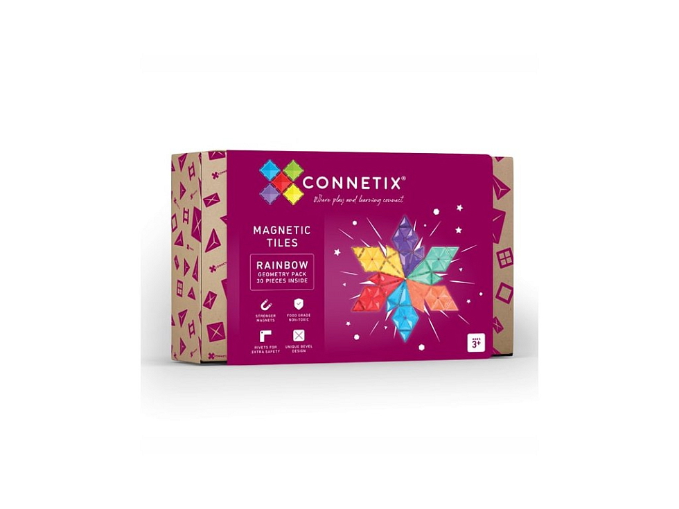 Connetix magnetická stavebnica - Rainbow Geometry Pack 30 kusov