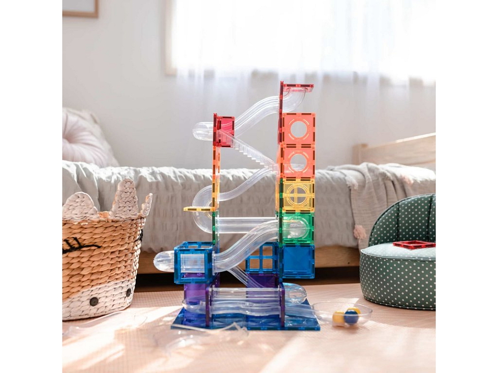 Connetix magnetická stavebnica - Rainbow Ball Run Pack 92 kusov