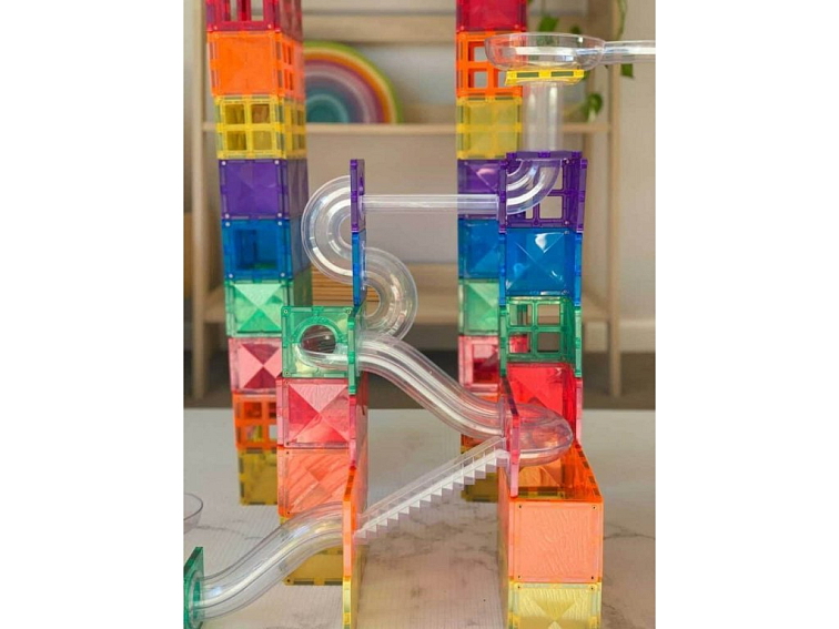 Connetix magnetická stavebnica - Rainbow Ball Run Pack 92 kusov