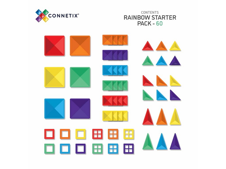 Connetix magnetická stavebnica - Rainbow Starter Pack 60 kusov