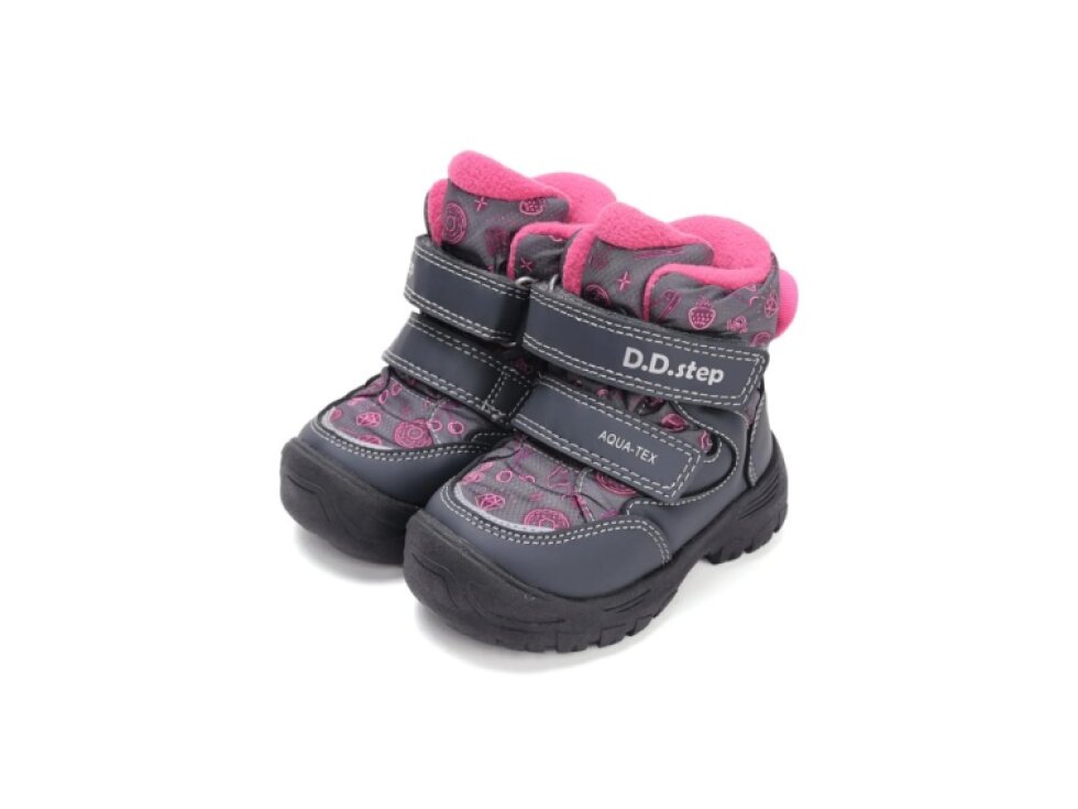 D.D. Step - Detské zimné topánky P081-52616 Dark Pink