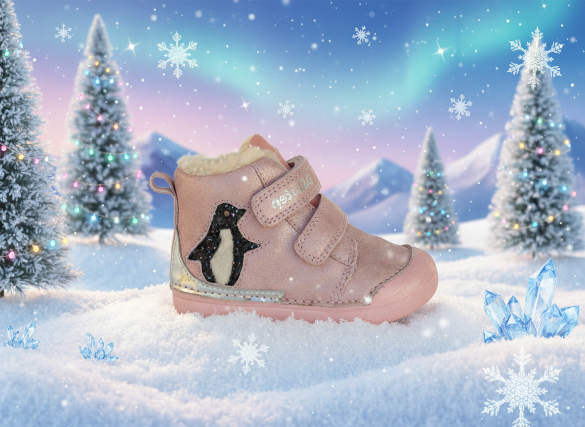 D.D. Step - Detské zimné topánky Pinguin - Metallic Pink veľ. 25