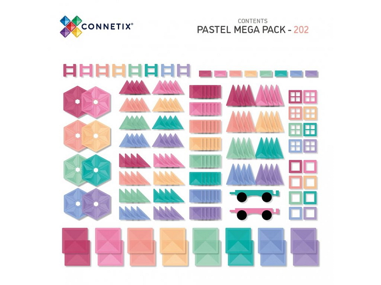 Connetix magnetická stavebnica - Pastel Mega Pack 202 kusov