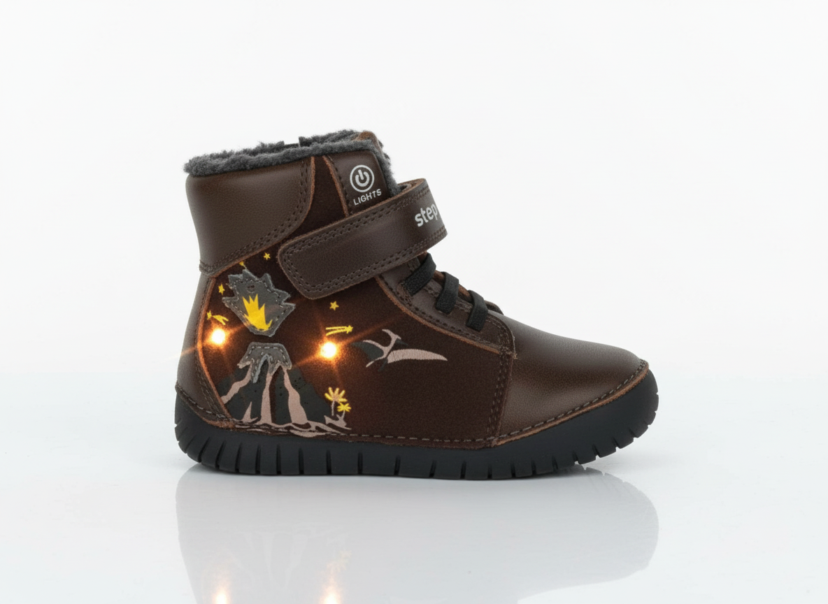 D.D. step - Detské zimné topánky Volcano brown - W050-323BM